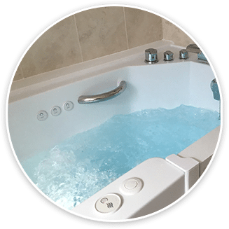 Walk in tub with bubbling water in it