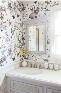 Bathroom with beautiful wall painting