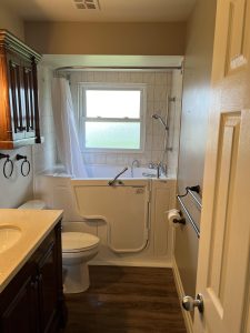 Bathroom with brand new safe tub installed